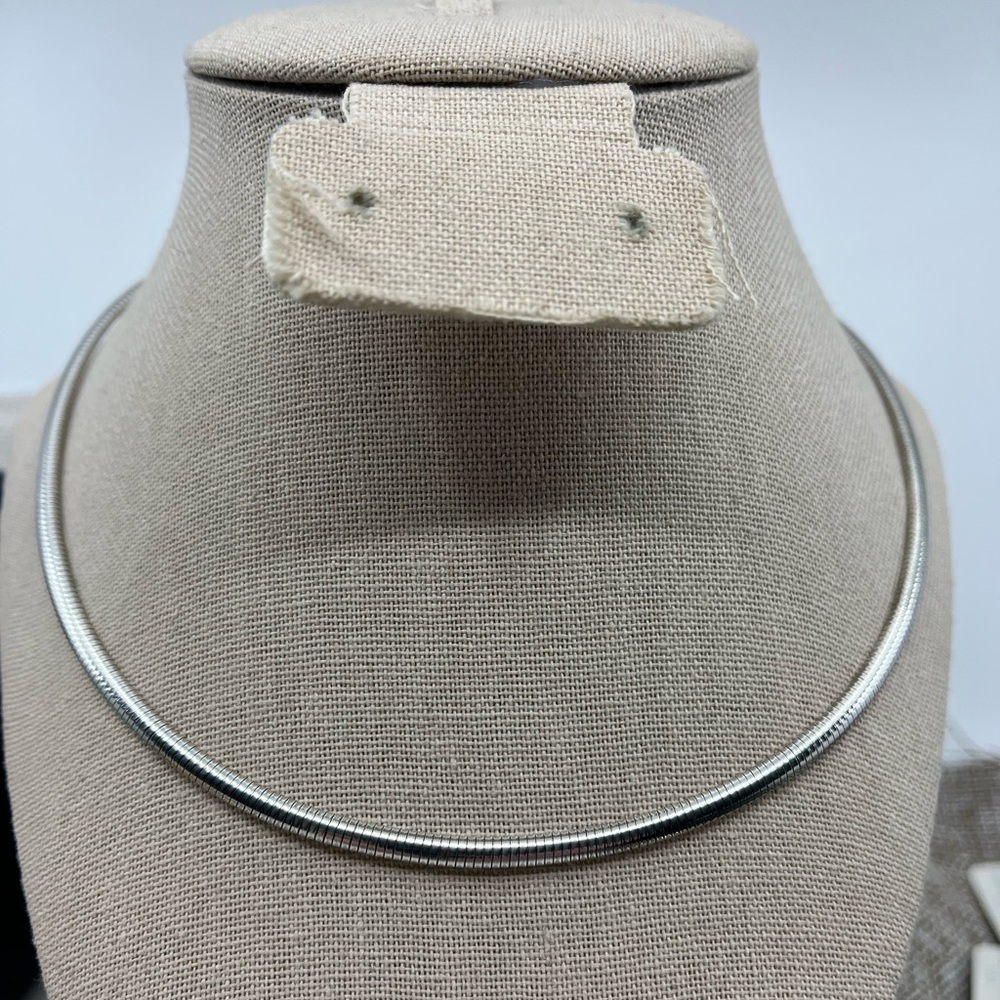 Vintage Milor Italy 925 Sterling Silver Omega Choker Necklace 16-18” Adjustable - Picture 4 of 17